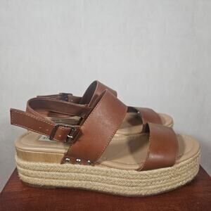 Steve Madden Fifer Brown Espadrille Wedge Sandal Size 9 (runs like an 8)
